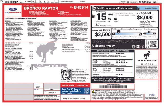 new 2025 Ford Bronco car, priced at $88,830