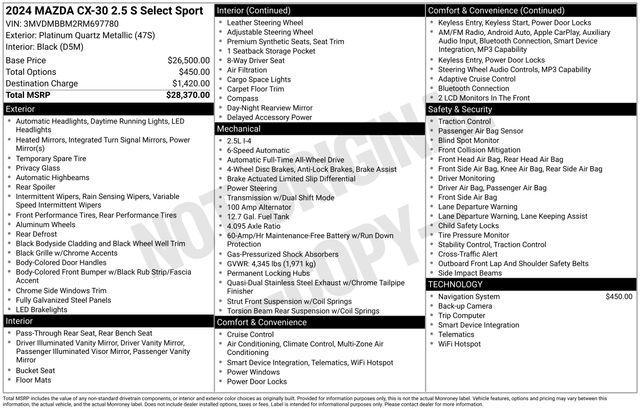 used 2024 Mazda CX-30 car, priced at $22,995