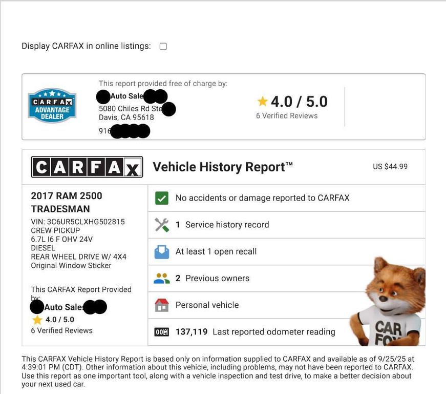 used 2017 Ram 2500 car, priced at $33,999