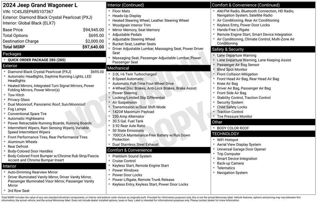 used 2024 Jeep Grand Wagoneer L car, priced at $54,300