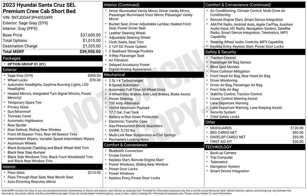 used 2023 Hyundai SANTA CRUZ car, priced at $21,989