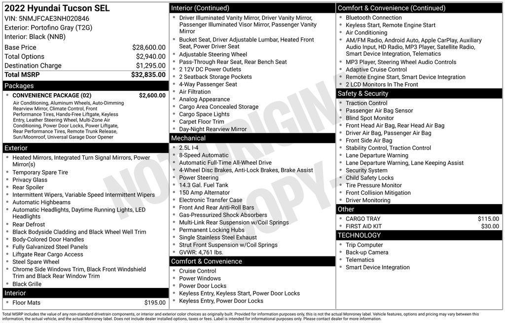 used 2022 Hyundai Tucson car, priced at $19,028