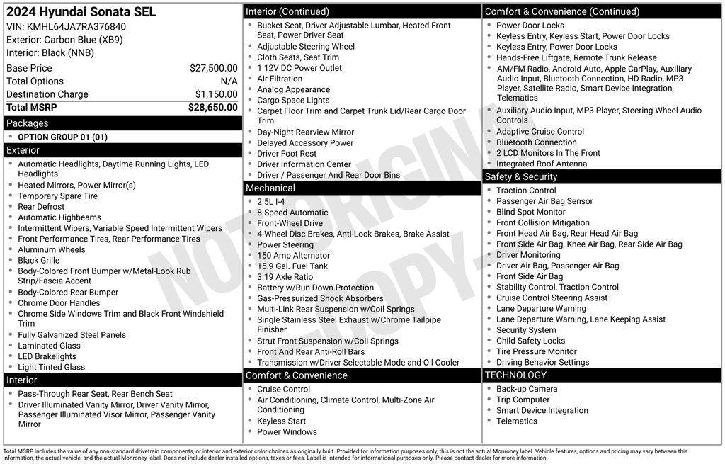 used 2024 Hyundai Sonata car, priced at $22,436