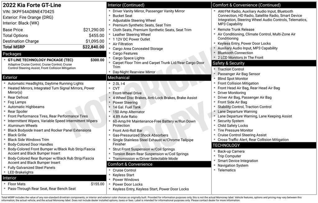 used 2022 Kia Forte car, priced at $17,816