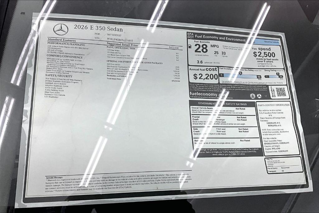 new 2026 Mercedes-Benz E-Class car, priced at $70,215