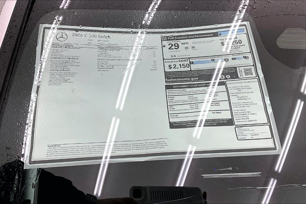 new 2026 Mercedes-Benz C-Class car, priced at $51,835