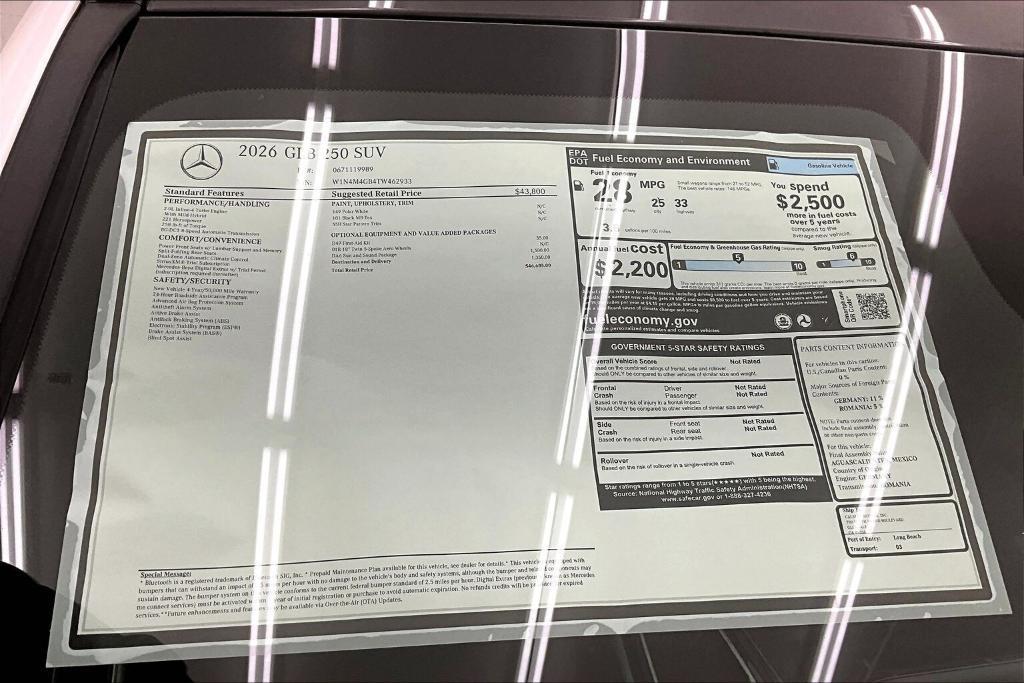 new 2026 Mercedes-Benz GLB 250 car, priced at $46,685