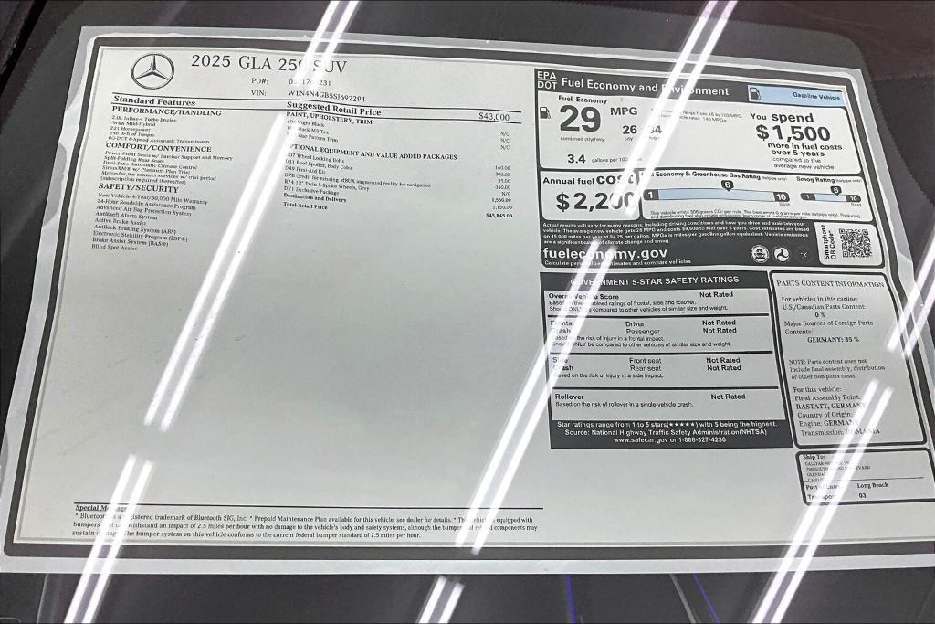 new 2025 Mercedes-Benz GLA 250 car, priced at $45,845