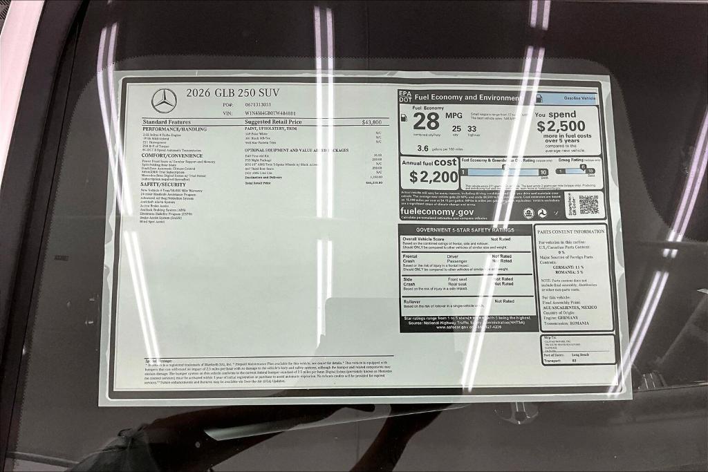 new 2026 Mercedes-Benz GLB 250 car, priced at $46,235