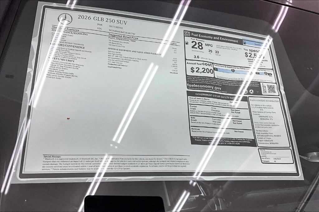 new 2026 Mercedes-Benz GLB 250 car, priced at $48,485