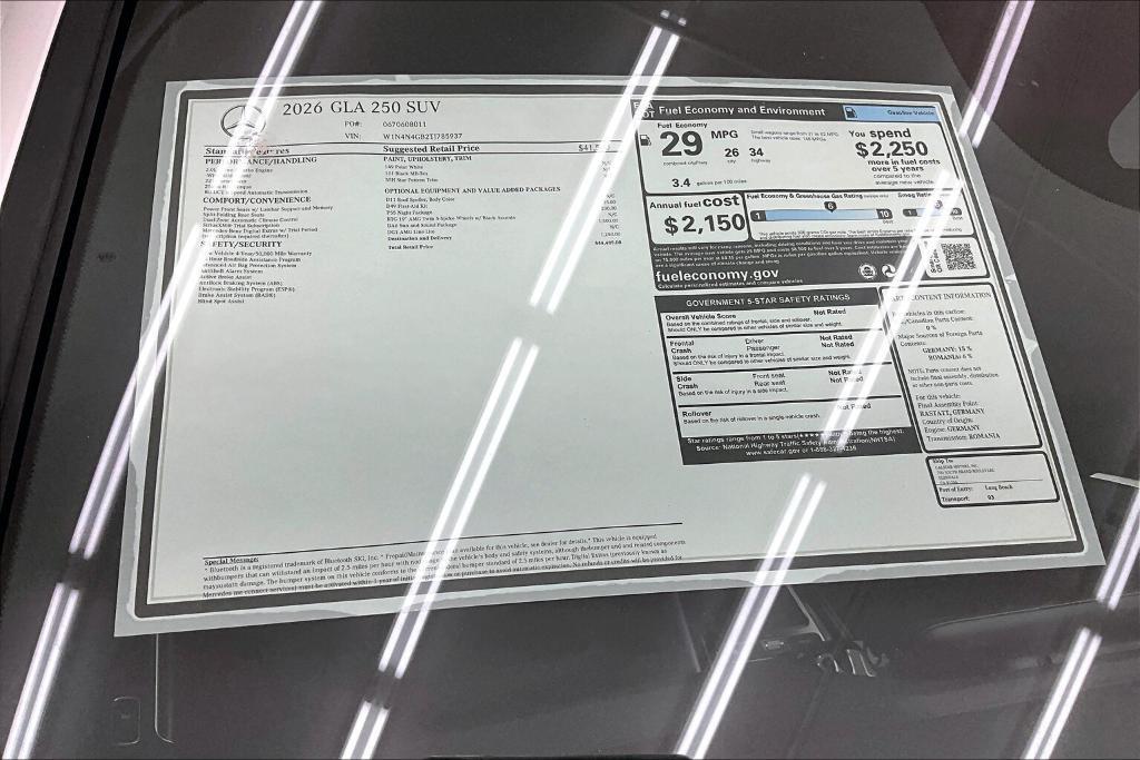 new 2026 Mercedes-Benz GLA 250 car, priced at $44,485