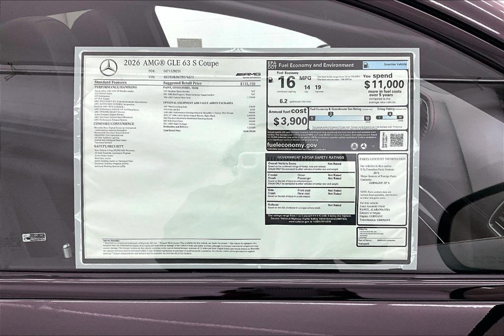 new 2026 Mercedes-Benz AMG GLE 63 car, priced at $140,705