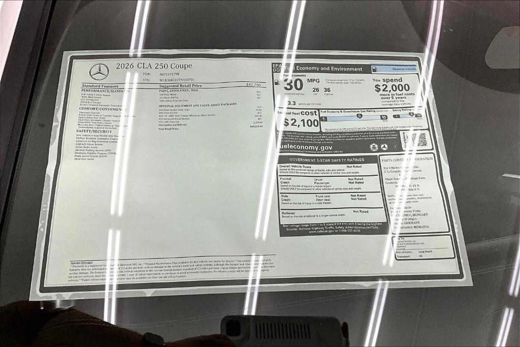 new 2026 Mercedes-Benz CLA 250 car, priced at $44,575
