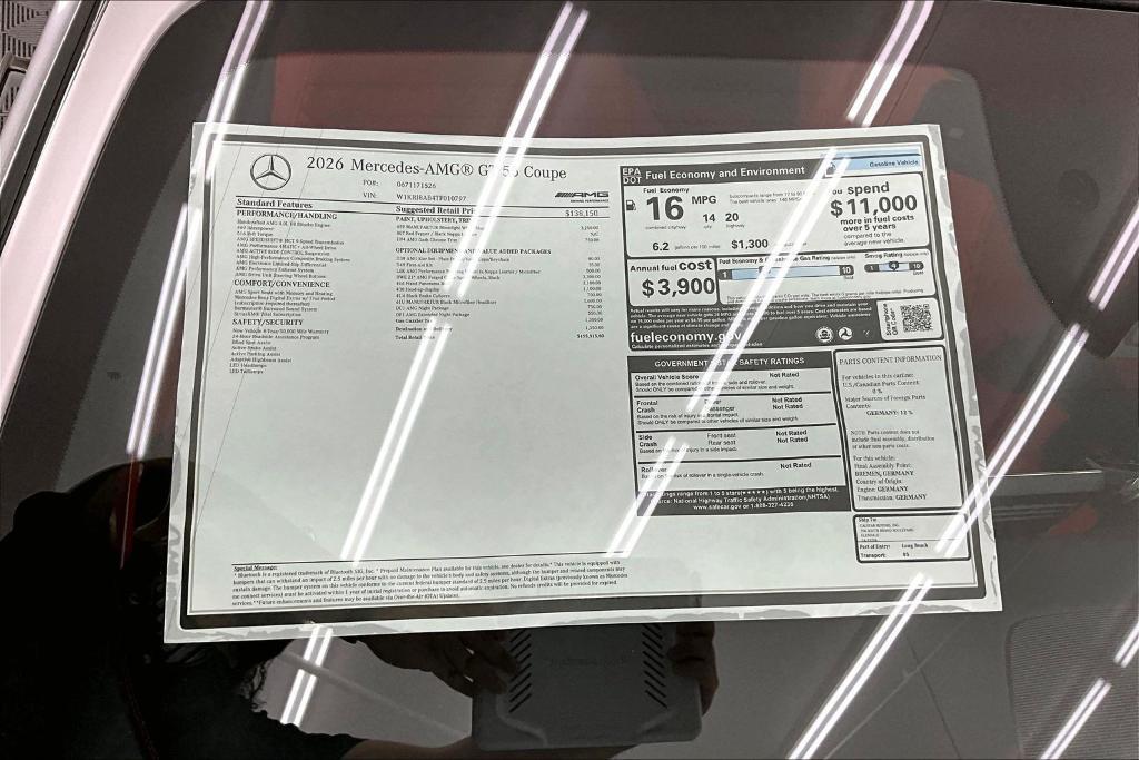 new 2026 Mercedes-Benz AMG GT 55 car, priced at $155,515