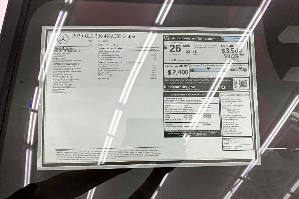 new 2026 Mercedes-Benz GLC 300 car, priced at $66,865