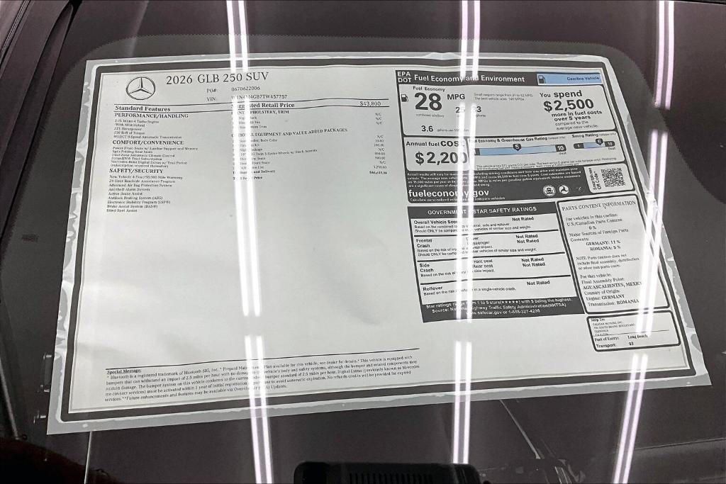 new 2026 Mercedes-Benz GLB 250 car, priced at $46,635