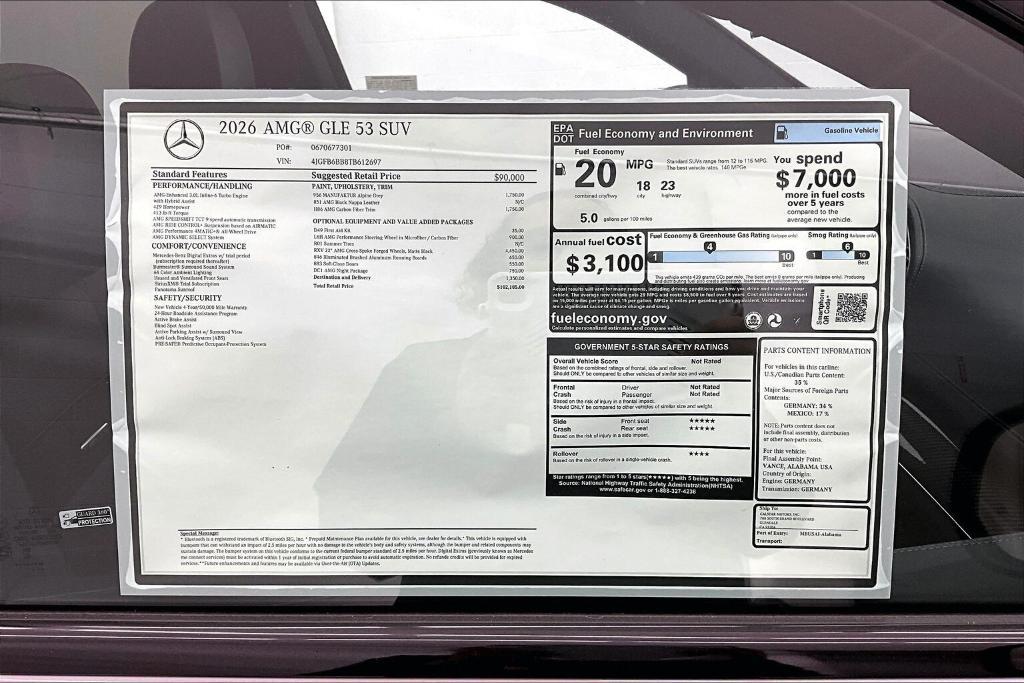 new 2026 Mercedes-Benz AMG GLE 53 car, priced at $102,185
