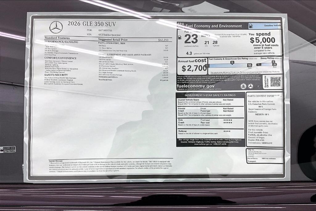 new 2026 Mercedes-Benz GLE 350 car, priced at $70,445