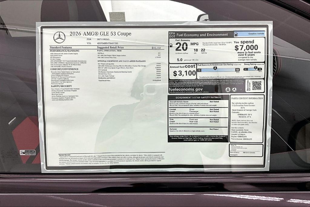 new 2026 Mercedes-Benz AMG GLE 53 car, priced at $101,820