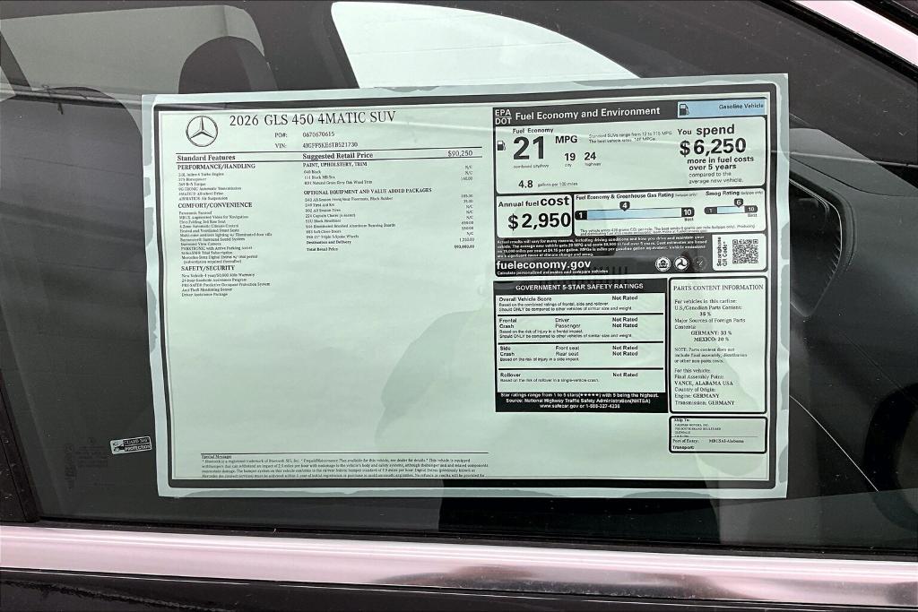 new 2026 Mercedes-Benz GLS 450 car, priced at $93,080