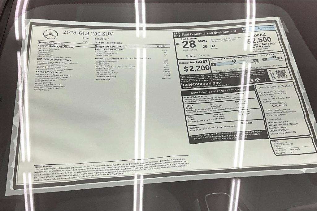 new 2026 Mercedes-Benz GLB 250 car, priced at $48,885