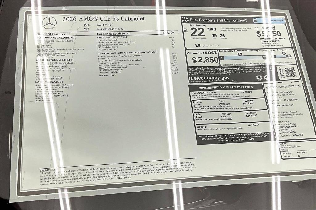 new 2026 Mercedes-Benz AMG CLE 53 car, priced at $89,715
