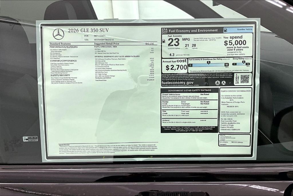 new 2026 Mercedes-Benz GLE 350 car, priced at $70,830