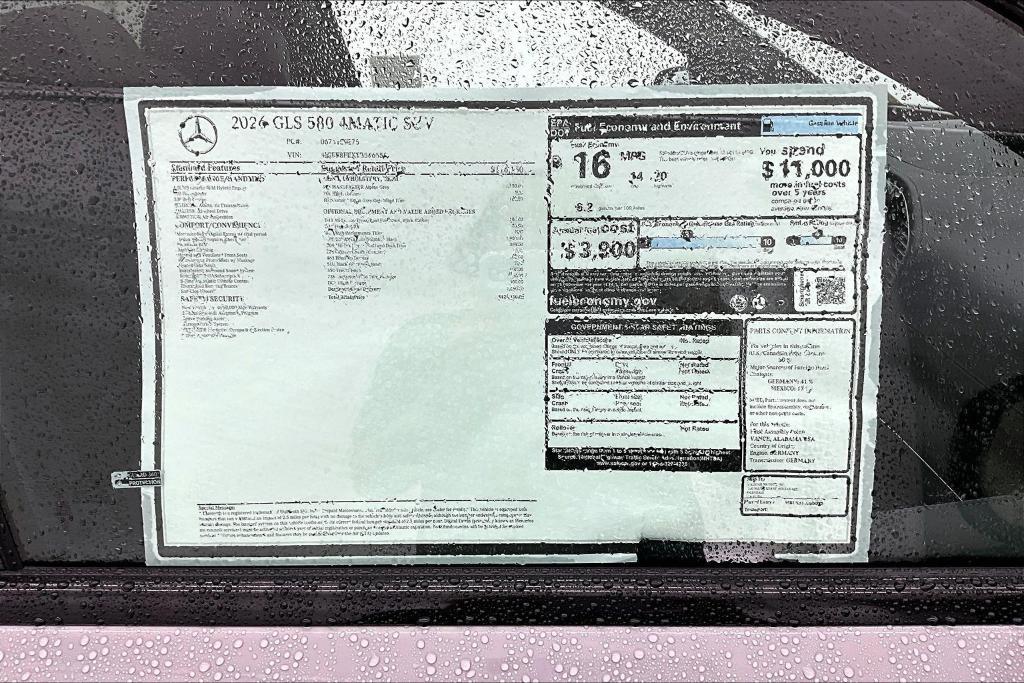 new 2026 Mercedes-Benz GLS 580 car, priced at $124,330