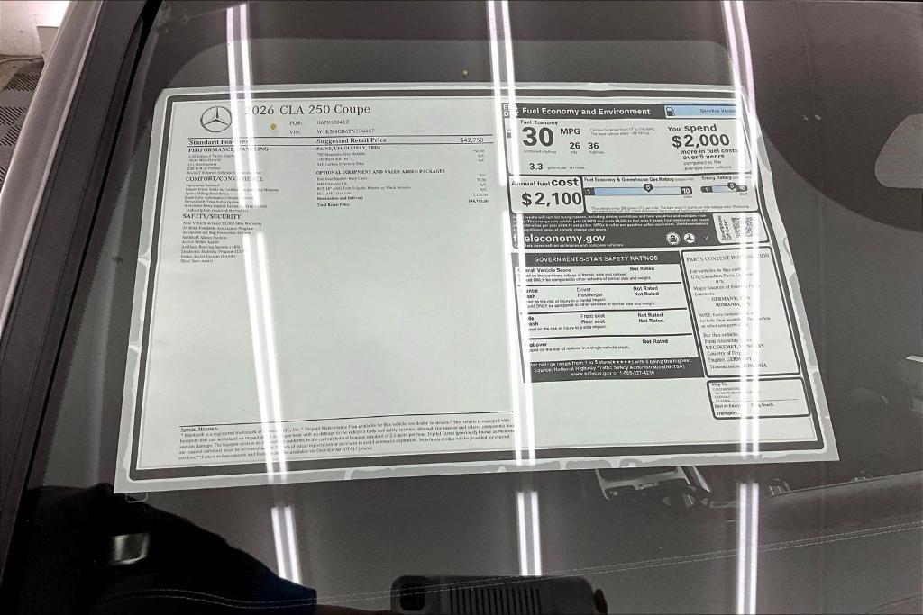 new 2026 Mercedes-Benz CLA 250 car, priced at $44,785