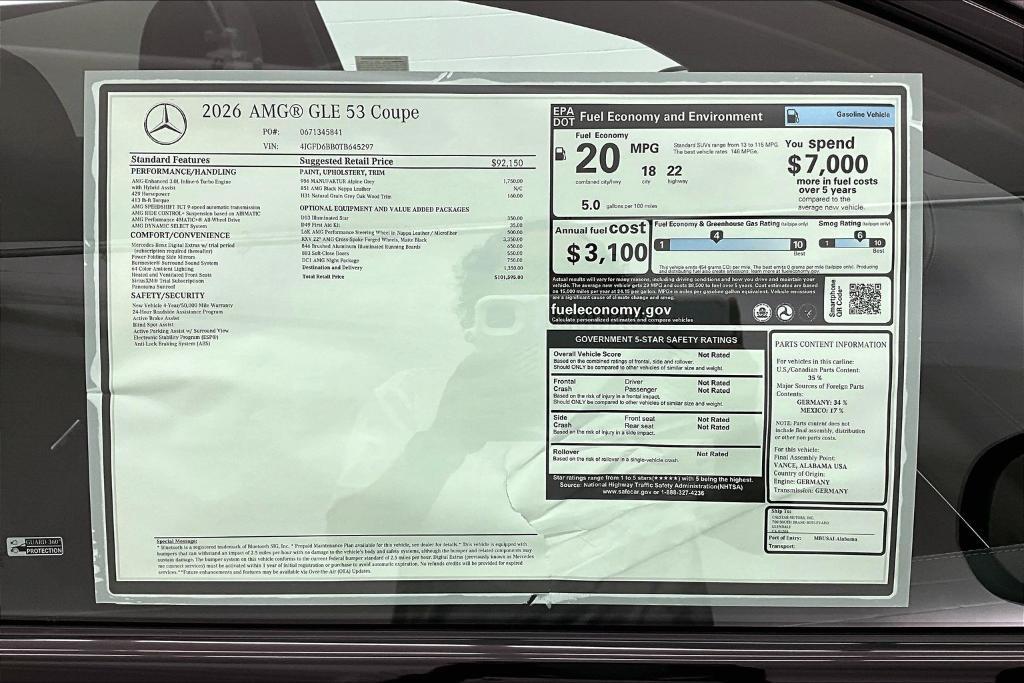new 2026 Mercedes-Benz AMG GLE 53 car, priced at $101,595