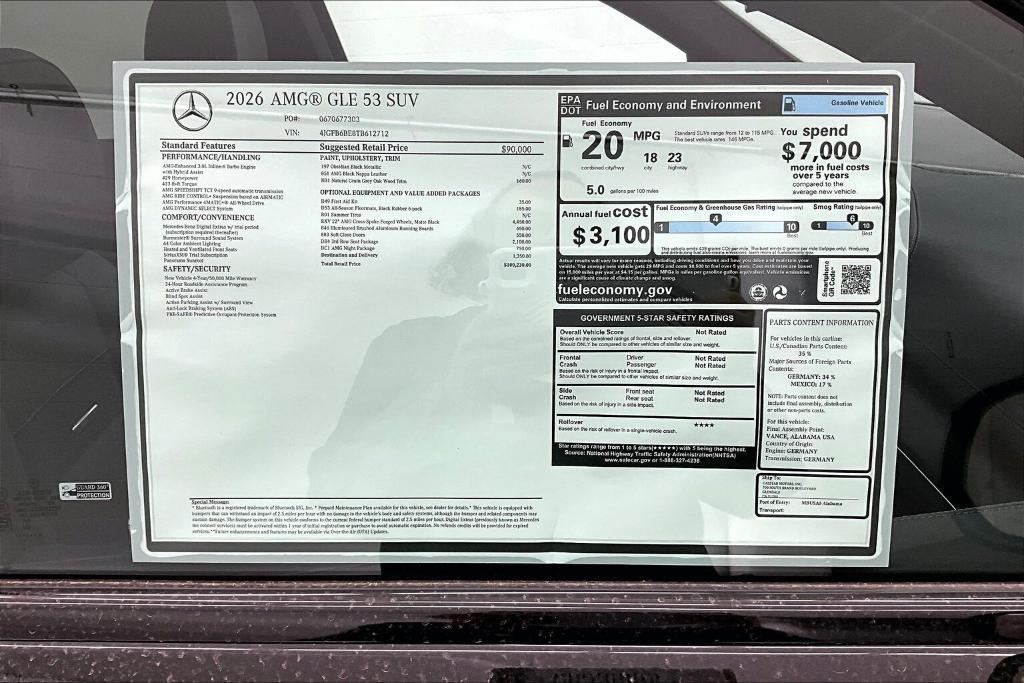new 2026 Mercedes-Benz AMG GLE 53 car, priced at $100,230