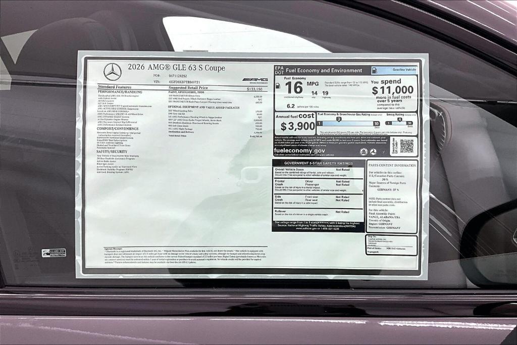 new 2026 Mercedes-Benz AMG GLE 63 car, priced at $145,745