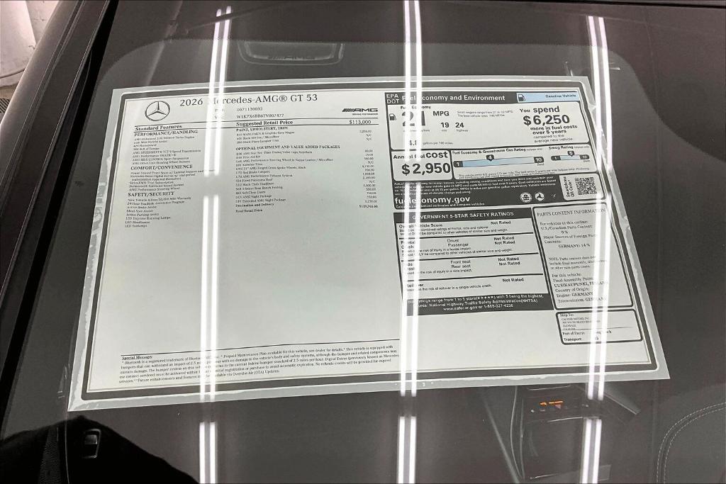 new 2026 Mercedes-Benz AMG GT 53 car, priced at $129,765