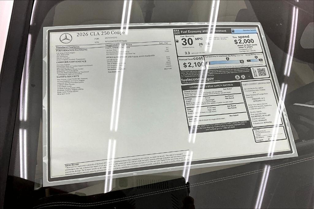 new 2026 Mercedes-Benz CLA 250 car, priced at $46,470