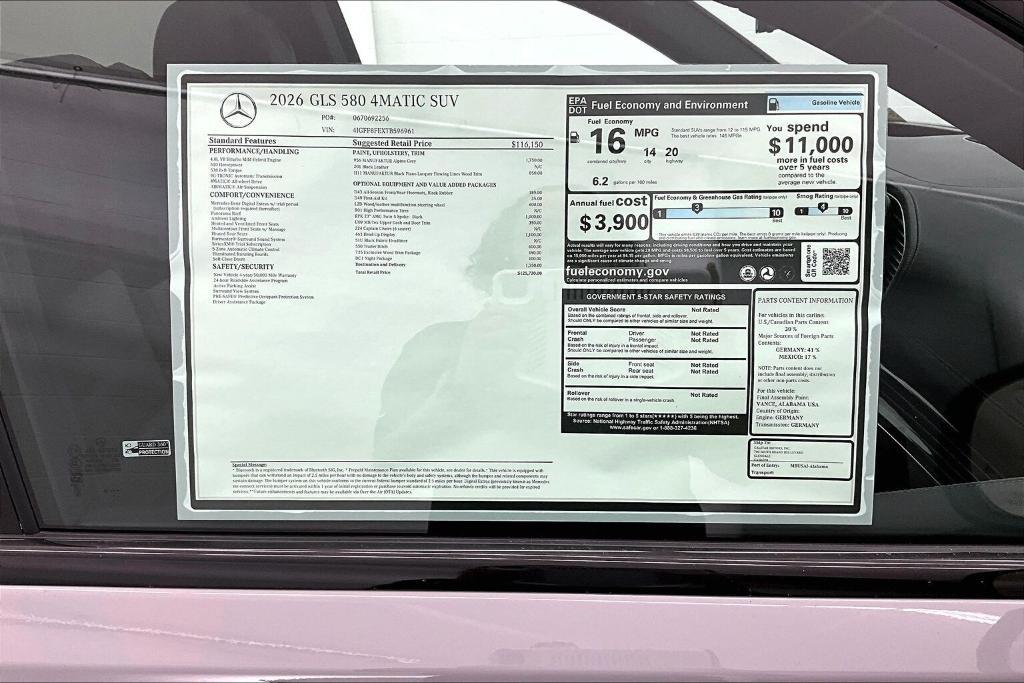 new 2026 Mercedes-Benz GLS 580 car, priced at $125,720