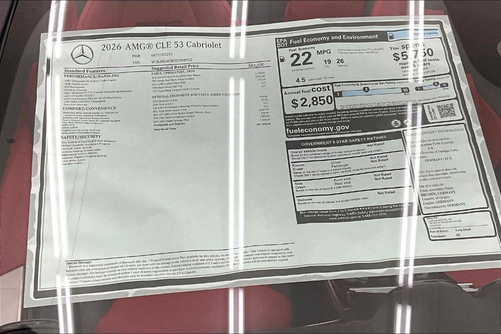 new 2026 Mercedes-Benz AMG CLE 53 car, priced at $97,500