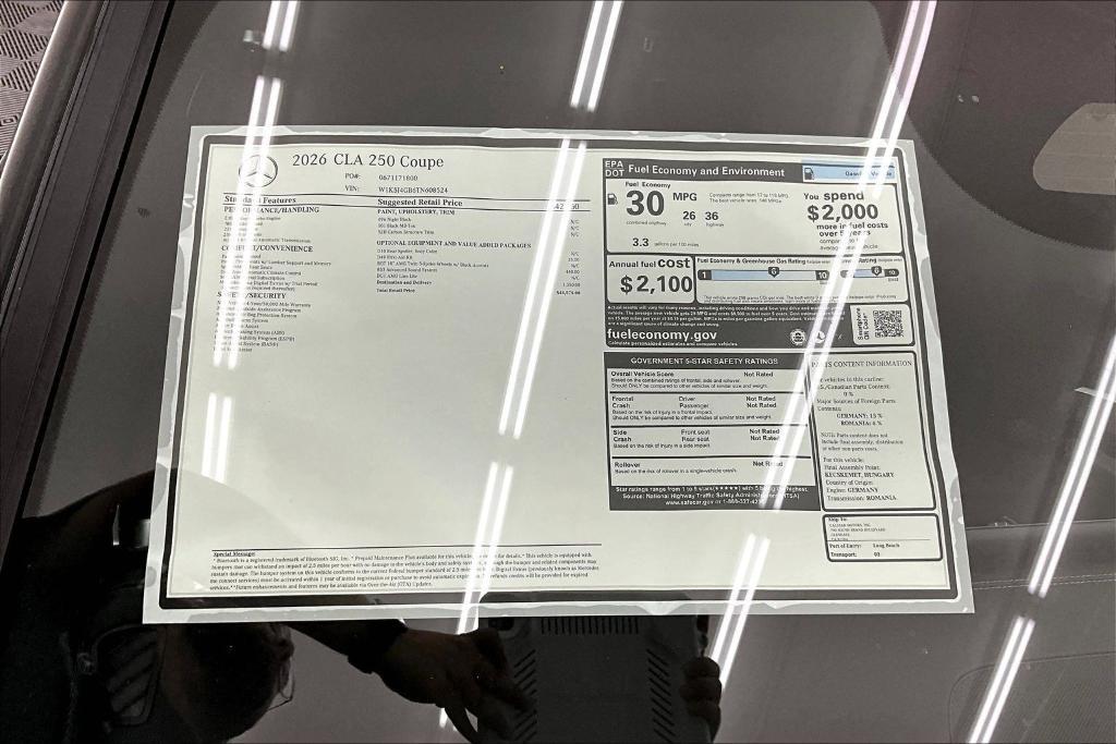 new 2026 Mercedes-Benz CLA 250 car, priced at $44,575