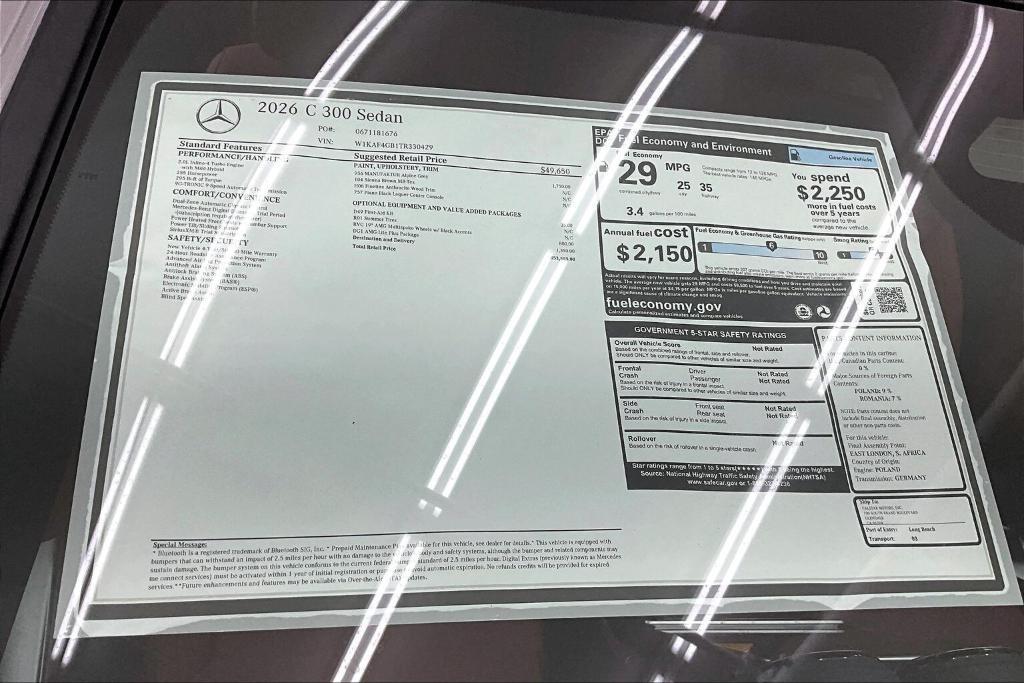 new 2026 Mercedes-Benz C-Class car, priced at $53,585