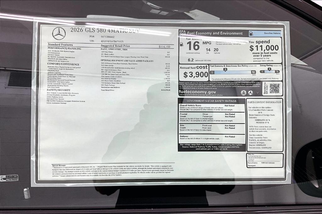 new 2026 Mercedes-Benz GLS 580 car, priced at $123,370