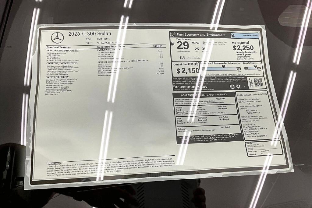 new 2026 Mercedes-Benz C-Class car, priced at $52,585