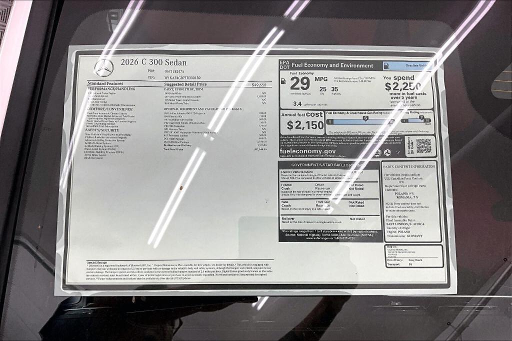 new 2026 Mercedes-Benz C-Class car, priced at $57,940