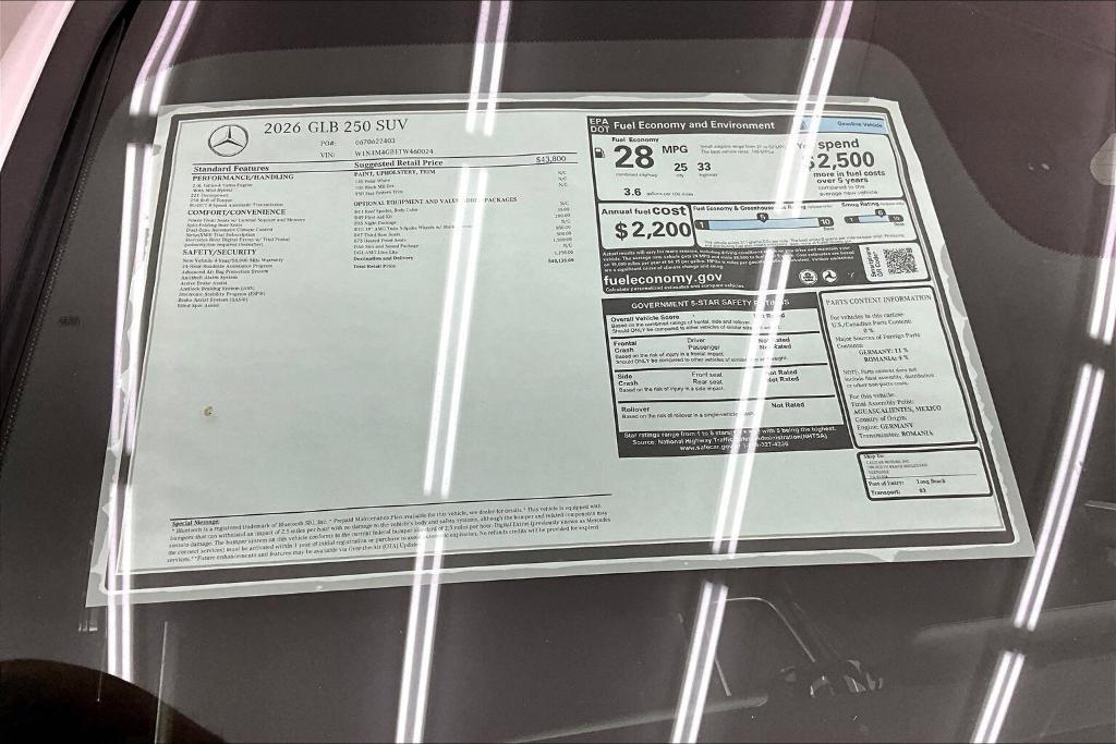 new 2026 Mercedes-Benz GLB 250 car, priced at $48,135