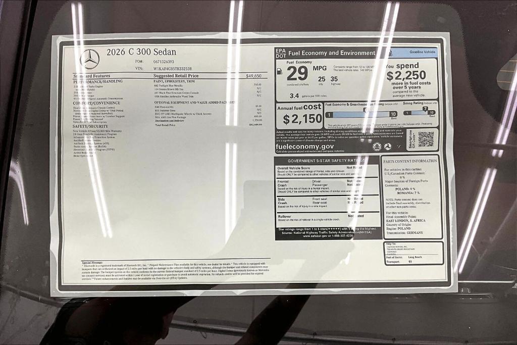 new 2026 Mercedes-Benz C-Class car, priced at $52,585