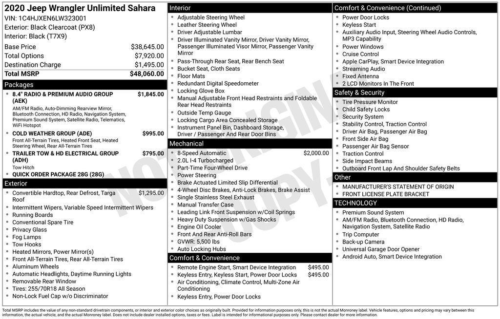 used 2020 Jeep Wrangler Unlimited car, priced at $31,749