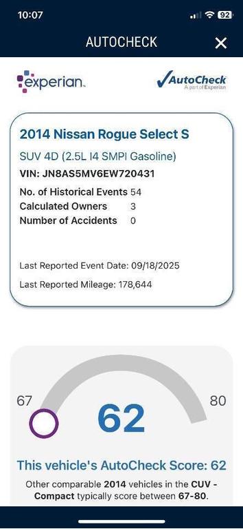 used 2014 Nissan Rogue Select car, priced at $4,900