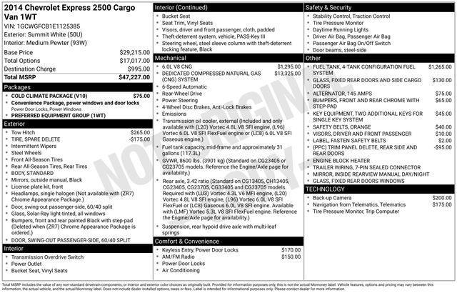 used 2014 Chevrolet Express 2500 car, priced at $13,289