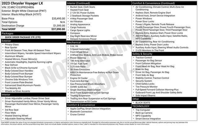 used 2023 Chrysler Voyager car, priced at $22,990