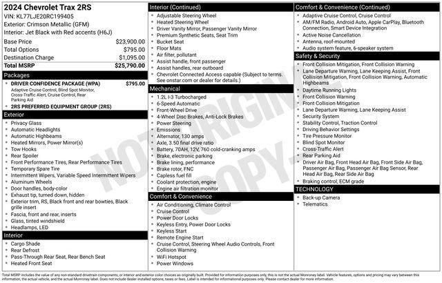 used 2024 Chevrolet Trax car, priced at $21,573