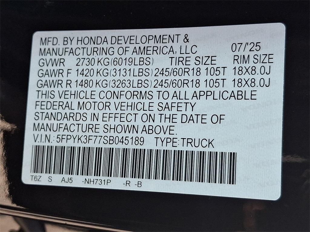 new 2025 Honda Ridgeline car, priced at $48,730