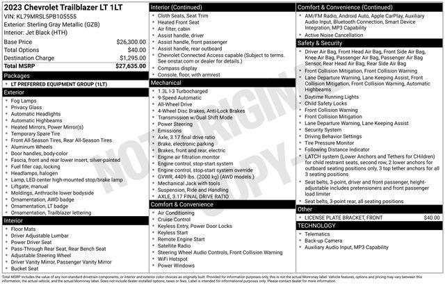 used 2023 Chevrolet TrailBlazer car, priced at $19,000